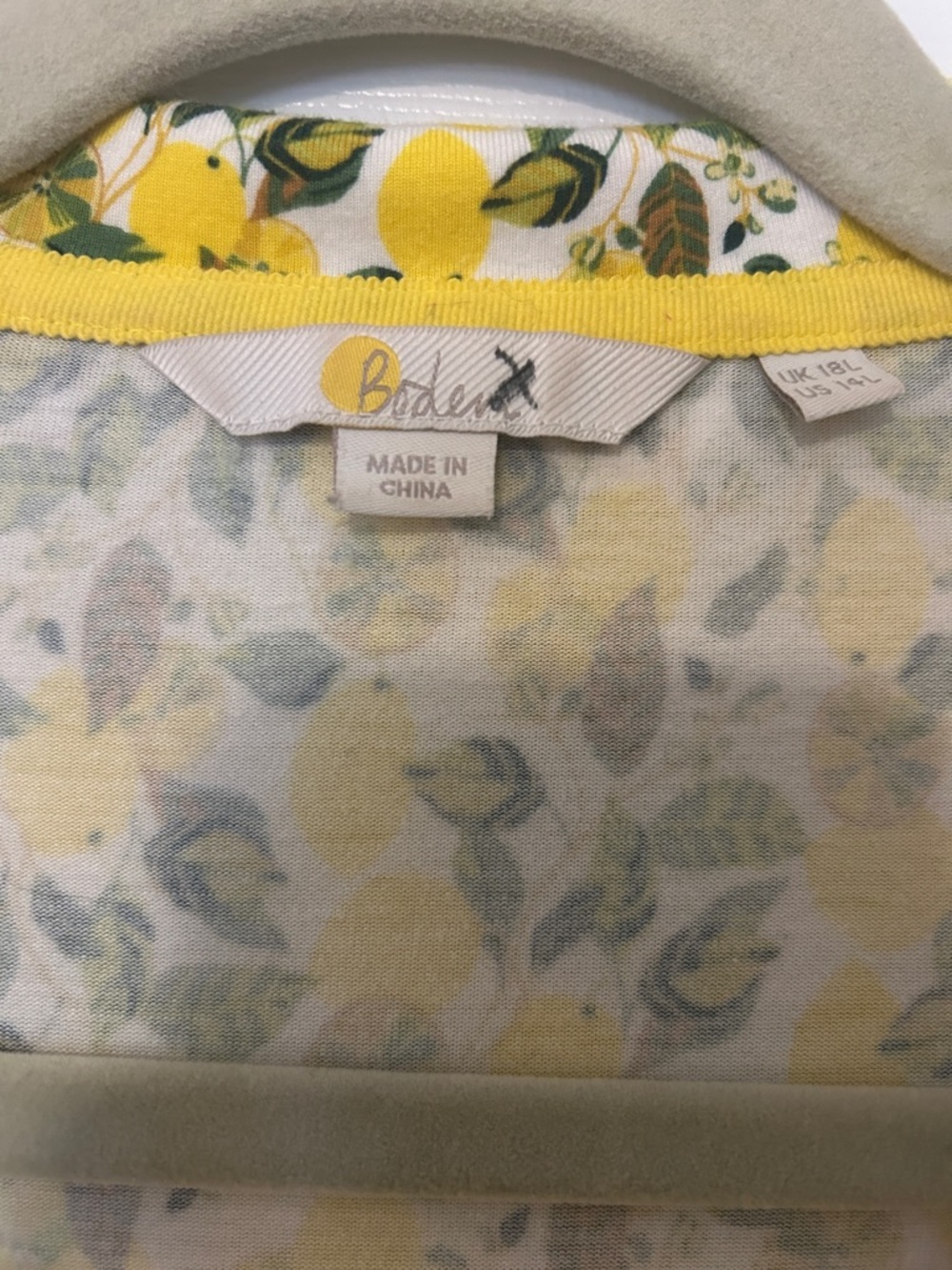 BODEN Lavinia Jersey Wrap Dress In Ivory Lemon Vine- 14L - Picture 6 of 9